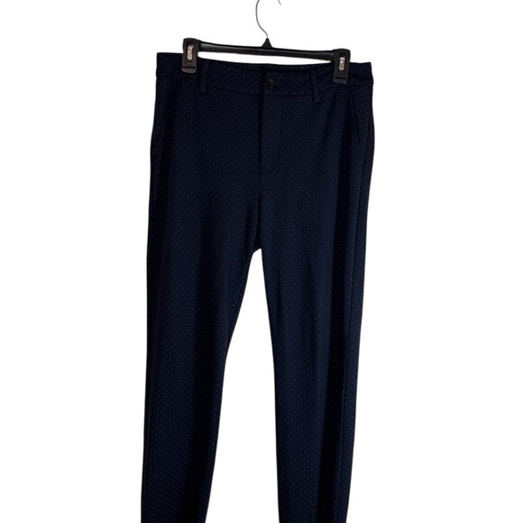 CAbi Womens 6 Keen Kick Flare Crop Pants Navy Blue Ponte Knit Button Ankle - Picture 3 of 12
